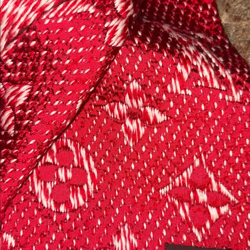 Louis Vuitton Red and White Logo Scarf